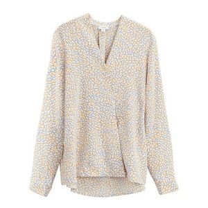 Cuyana Silk Wrap Blouse • Abstract Camo • Sz S